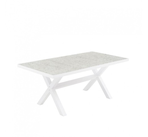 STABLE ΤΡΑΠΕΖΙ TERRAZZO ΛΕΥΚΟ 181x90,5xH75cm