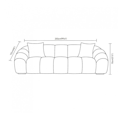 BOSSANOVA ΚΑΝΑΠΕΣ 3ΘΕΣΙΟΣ ΠΡΑΣΙΝΟ ΣΚΟΥΡΟ 255x115xH71cm