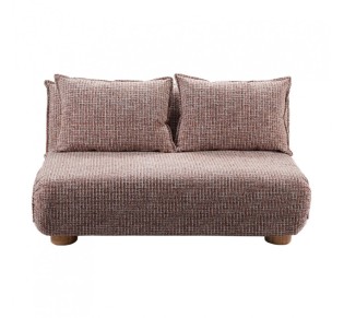 FUTON SOFA BED 2SEAT FOLDING TERRACOTTA BEIGE WITH PATTERN 141x87xH76cm