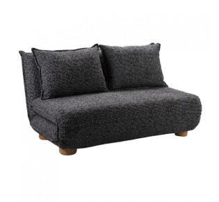 FUTON SOFA BED 2SEAT FOLDING GREY BLACK WITH PATTERN 141x87xH76cm