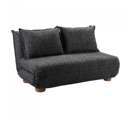FUTON SOFA BED 2SEAT FOLDING GREY BLACK WITH PATTERN 141x87xH76cm
