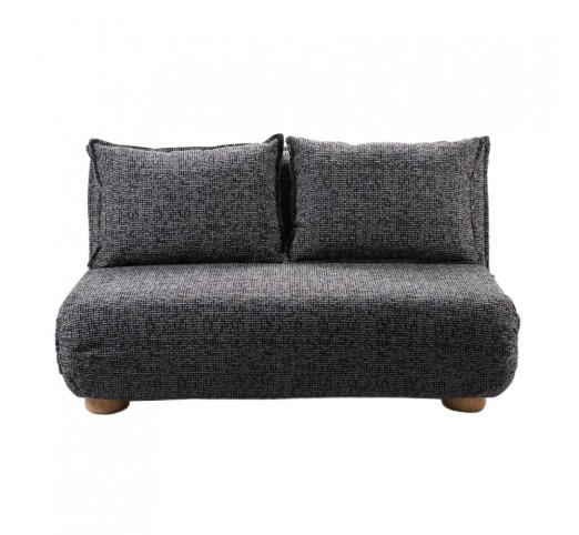 FUTON SOFA BED 2SEAT FOLDING GREY BLACK WITH PATTERN 141x87xH76cm