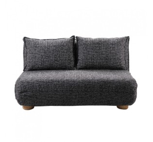 FUTON SOFA BED 2SEAT FOLDING GREY BLACK WITH PATTERN 141x87xH76cm