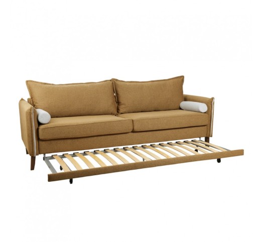 COMMODO ΚΑΝΑΠΕΣ ΚΡΕΒΑΤΙ 3ΘΕΣΙΟΣ CAMEL BEIGE 230x81xH88cm