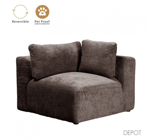 BOX ARMCHAIR WITH ARM REVERSABLE BROWN VOGUE 5 107x107xH85cm