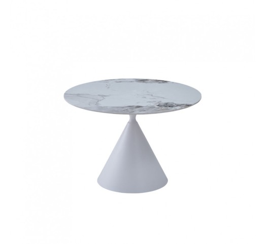 ATRIUM ΤΡΑΠΕΖΙ ΛΕΥΚΟ ΜΕ ΟΨΗ ΜΑΡΜΑΡΟΥ 110x110xH76cm