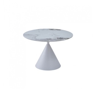 ATRIUM ΤΡΑΠΕΖΙ ΛΕΥΚΟ ΜΕ ΟΨΗ ΜΑΡΜΑΡΟΥ 110x110xH76cm
