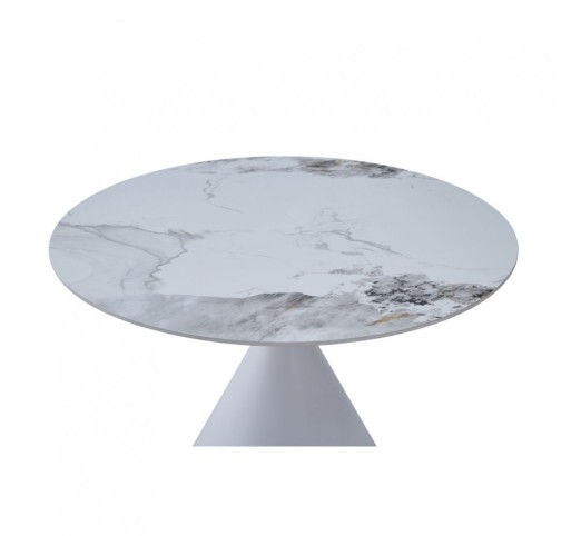 ATRIUM ΤΡΑΠΕΖΙ ΛΕΥΚΟ ΜΕ ΟΨΗ ΜΑΡΜΑΡΟΥ 110x110xH76cm