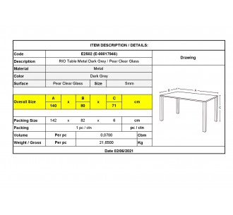 RIO Table 140x80cm Metal... 2