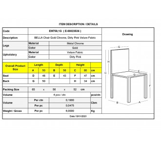 BELLA Chair Gold Chrome,... 2