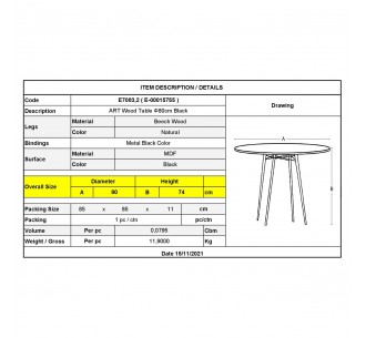 ART Wood Table Ø80cm Black 2