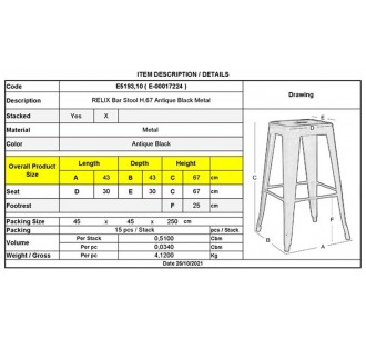 RELIX Bar Stool H.67 Metal... 2