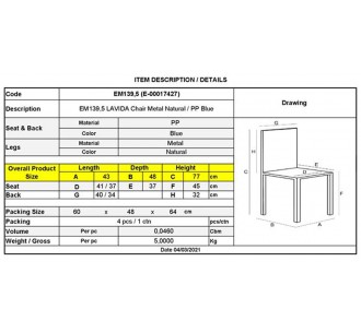 LAVIDA Chair Metal Natural,... 2